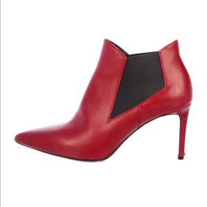 YSL Saint Laurent Red Leather Stretch Booties EU 39.5 / 9.5 US Women shoe